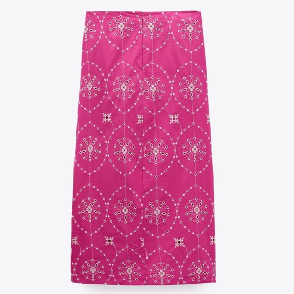 BRAND NEW ZARA EMBROIDERED EYELET SKIRT - Picture 4 of 13